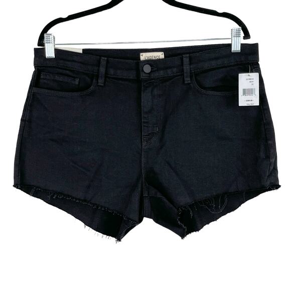 L’Agence Audrey Black Mid Rise Raw Hem Denim Jean Cutoff Shorts Size 31 NWT - Picture 3 of 15